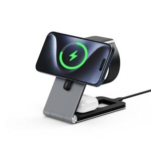 3-in-1 Magnetic Wireless Charger - MagIQ Hub (Grey)
