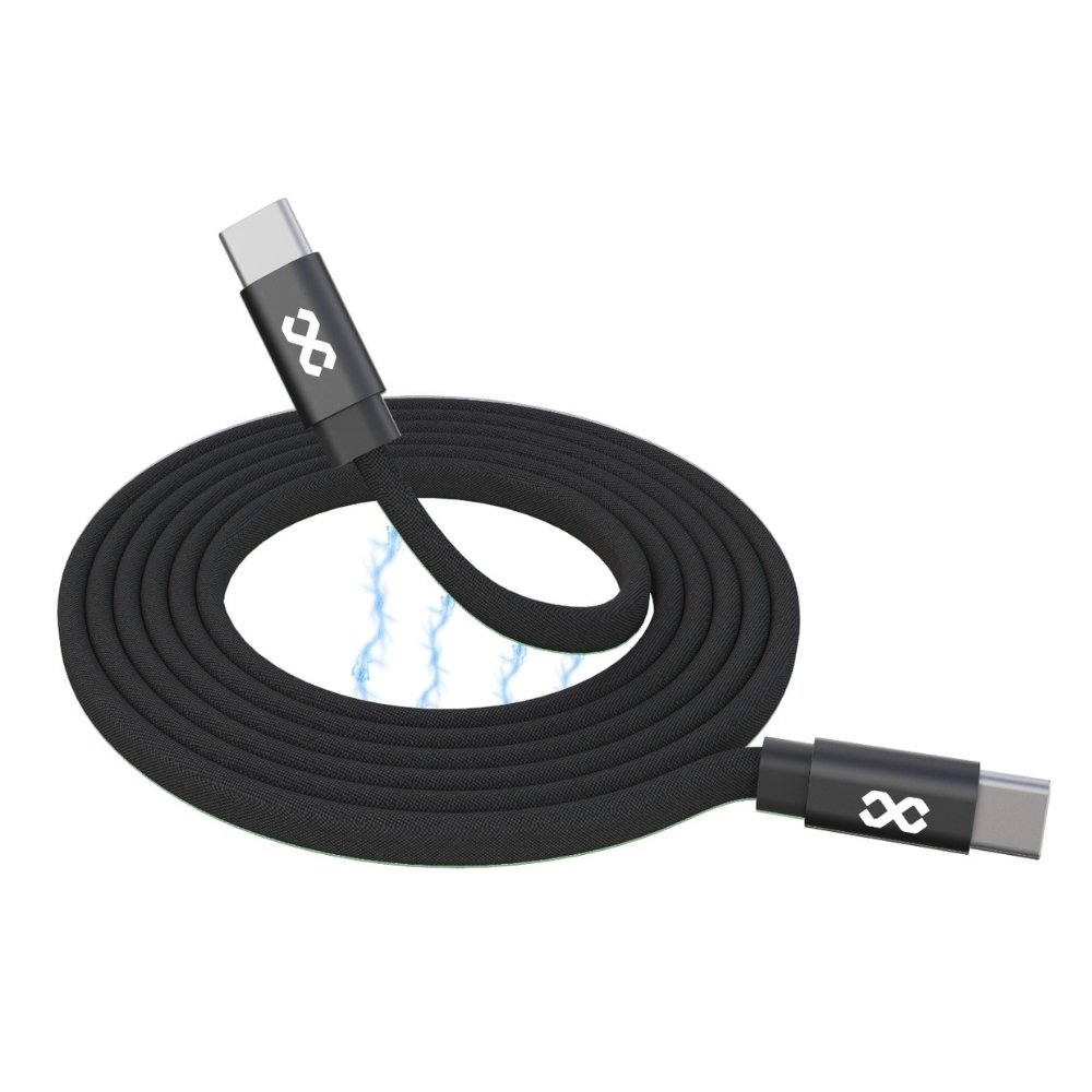 7 Flat Magnetic C-to-C Charging Cable-Mag Loop(100W,1m, Black)