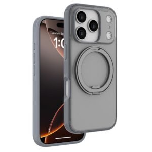 iPhone 17 Pro Max 360° Rotatable Ring Stand Case-Grey