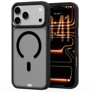 iPhone 18 Pro Max Frosted Case with Metallic Accents- Black